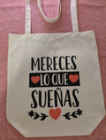tote bag tela beige con frase